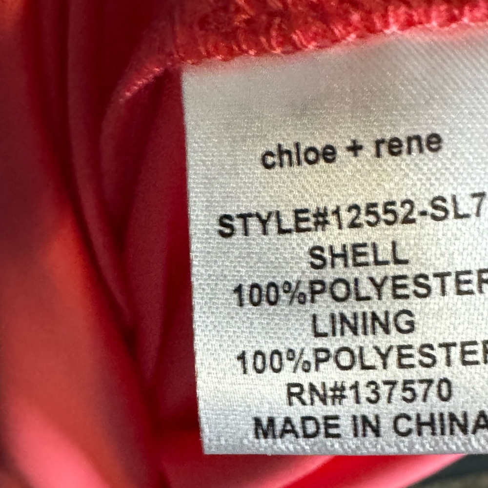 Chloe + Rene Red Coral Tunic Dress Size Small Pleated Bell Sleeve NWT - Picture 7 of 7